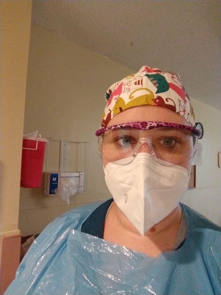 Lauren in full protective equipment while working as a nurse during the COVID-19 pandemic
